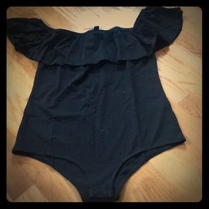 Jcrew Off-the-Shoulder Ruffle Bodysuit